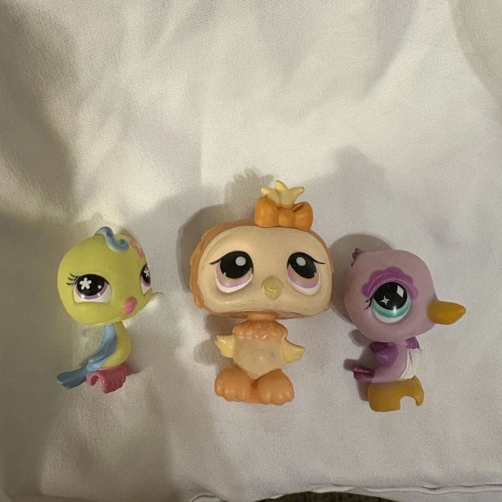 Littlest Pet Shop LPS Bird Trio #505 Hummingbird, 602 Parakeet, 431 Owl Set Of 3